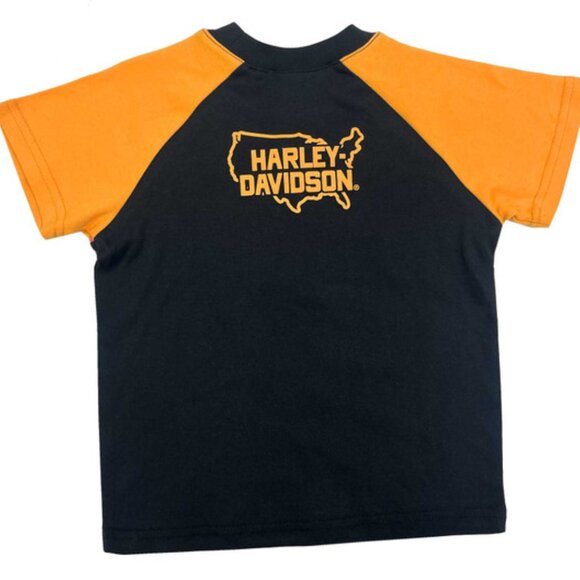 Harley-Davidson Little Boys' Thunder Short Sleeve Toddler Knit Raglan Shirt - Picture 2 of 2